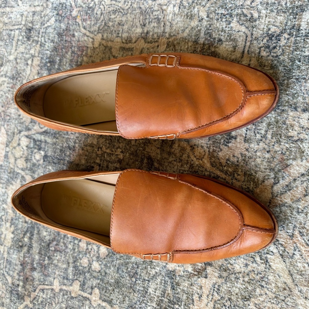 The FLEXX Bowery Tan Leather Scalloped Pointed Toe Loafers Shoes Womens 7M - Picture 5 of 7
